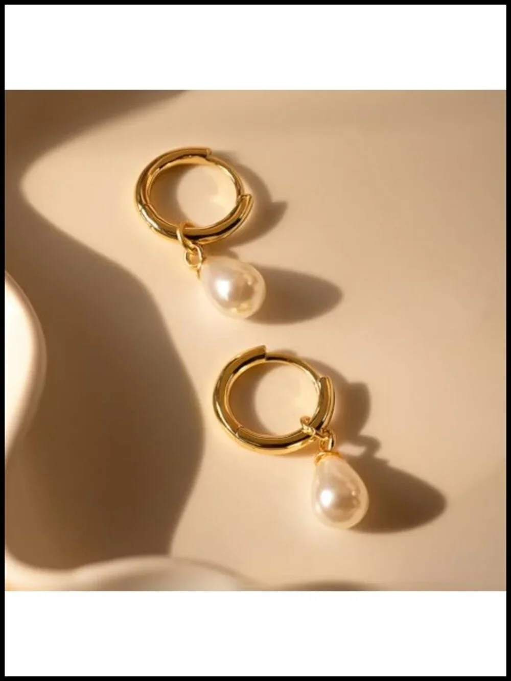 Gold Plated Freshwater Pearl Drop Dangle Earrings Hypoallergenic Women's Bridal